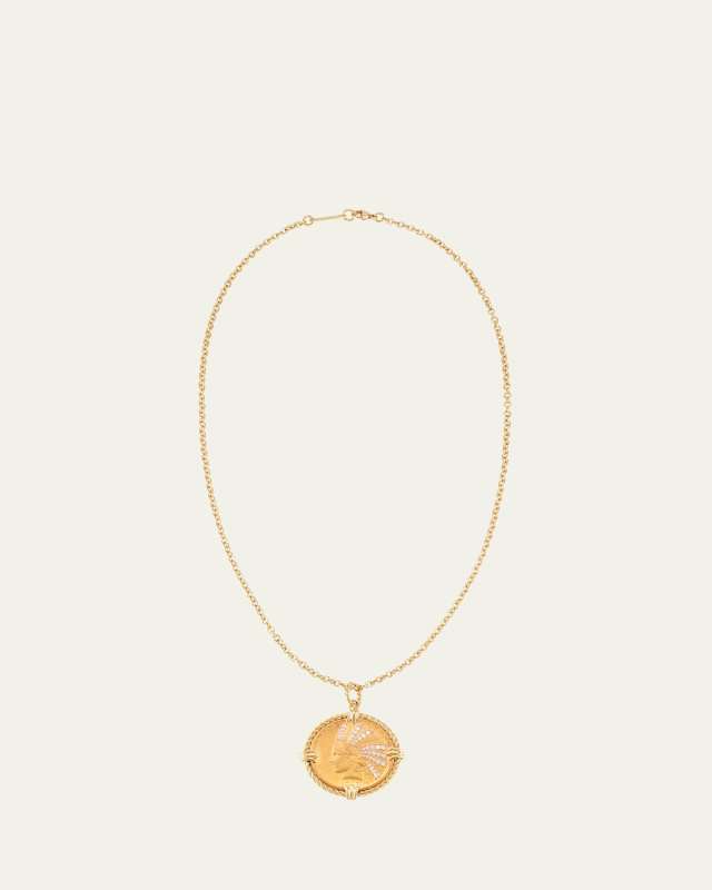 18K Yellow Gold $10 Coin Pendant Necklace with Diamonds